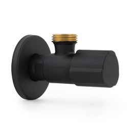 LAXARA Coloured Angle Valve 3/8 Inch to 1/2 Inch x 1/2 Inch Wall Connection in Selectable Colours Angle Valves in Selectable Sizes and Colours (Matte Black, 1/2 Inch)