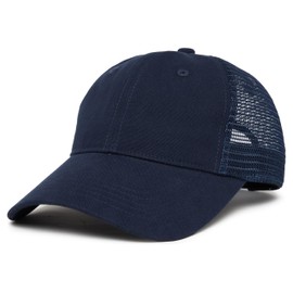 Funky Junque Mesh Trucker Hat Breathable Snapback Cap for Men with Cotton Front and Sweat-Wicking Protection - Navy