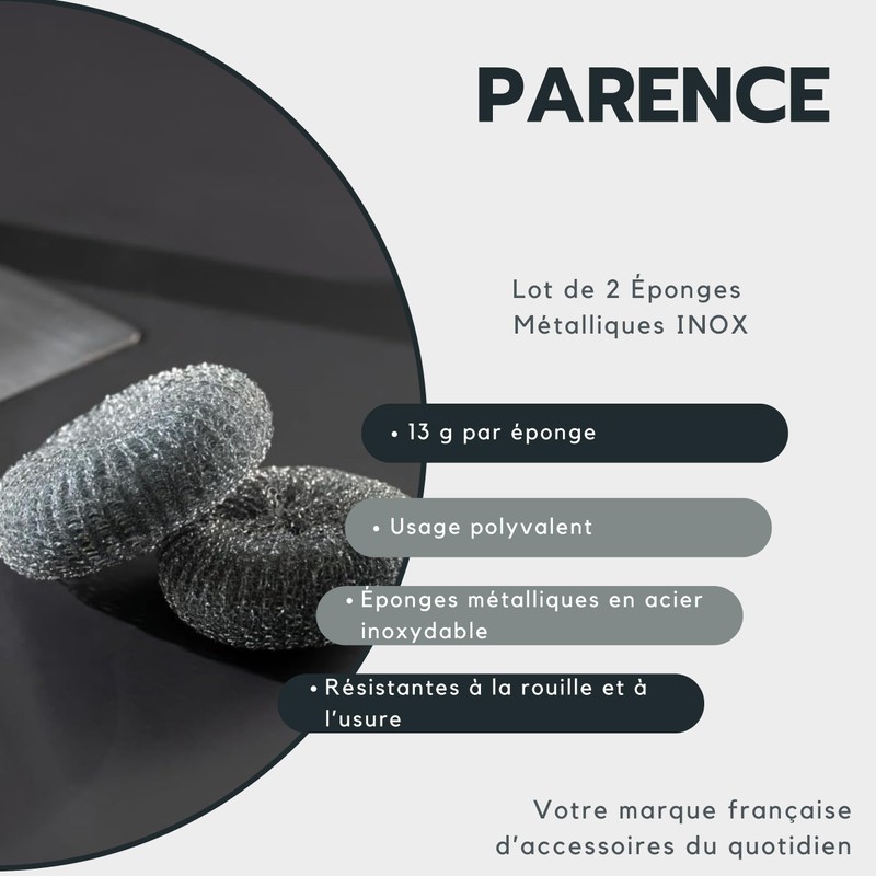 PARENCE – Set di 2 spugne in acciaio inox –