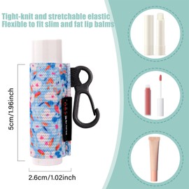 HEYSKAY 3PCS Lip Balm Holder Sleeves Lipstick Keychain Holder Lip Gloss Holder Keychain Lipstick Elastic Sleeves(Floral Set A)