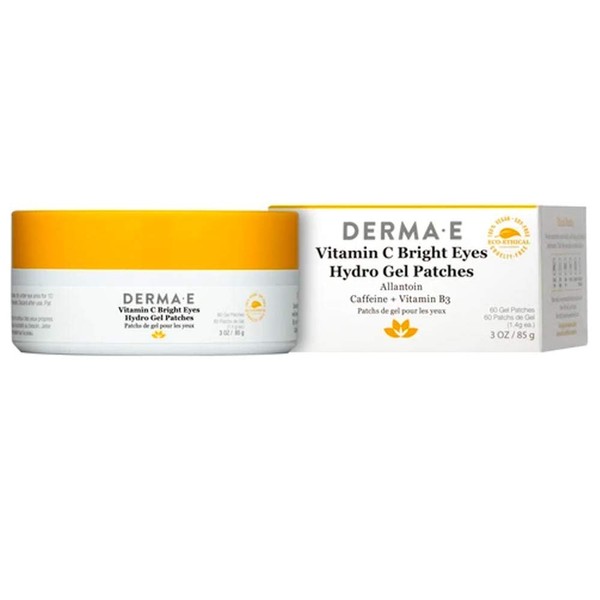 DERMA E Vitamin C Bright Eyes Hydro Gel Patches Instantly Transform Dark Circles, Puffy, Dry, Eyes into Well-Rested 3-Packs