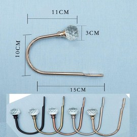 Curtain Holdbacks 2PCS Curtain Tiebacks Hooks for Drapes with Clear Crystal Used for Window Processing Hooks in Home Decoration Wall Mounted Drapery Tiebacks with Clear Crystal Ball (Gold)