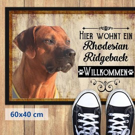PR Print Royal Doormat Pets with Dog Picture Rhodesian Ridgeback - Gift Idea for Dog Lovers and Dog Owners - Size 60 x 40 cm