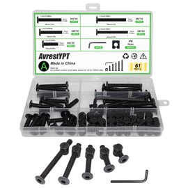 30 Set Crib Screws Replacement Set,Bed Frame Bolts and Nuts Kit,Hex Socket Cap Furniture Screws & Barrel Nuts for Beds Furniture Headboards Crib Hardware Replacement Kit, M6x20/30/40/50/60mm Wrench