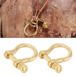 Agatige 2PCS D-Ring Brass Anchor Shackle Set, 10MM Golden Bow Shackle with Screw Pin Heavy Duty U-Type Connection Buckle for Lifting Sailing Bracelets Anchor Chains Outdoor Sports