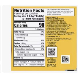 Gevalia Frothy 2-Step Mocha Latte Espresso K-Cup Coffee Pods & Froth Packets-6ct