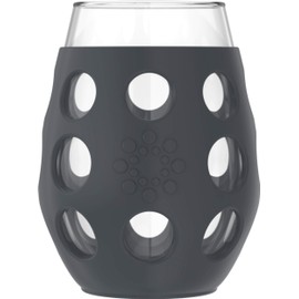 Lifefactory Wine Glass with Protective Silicone Sleeve, 4 Count (Pack of 1), Carbon