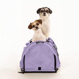 SturdiBag Pro 2.0 Divided Pet Travel Carrier with Flexible Height for Cats and Dogs | Soft Sided Pet Carrier Bag with Safety Clips and Seatbelt Straps for Airplane or Car Travel | Large, Lavender