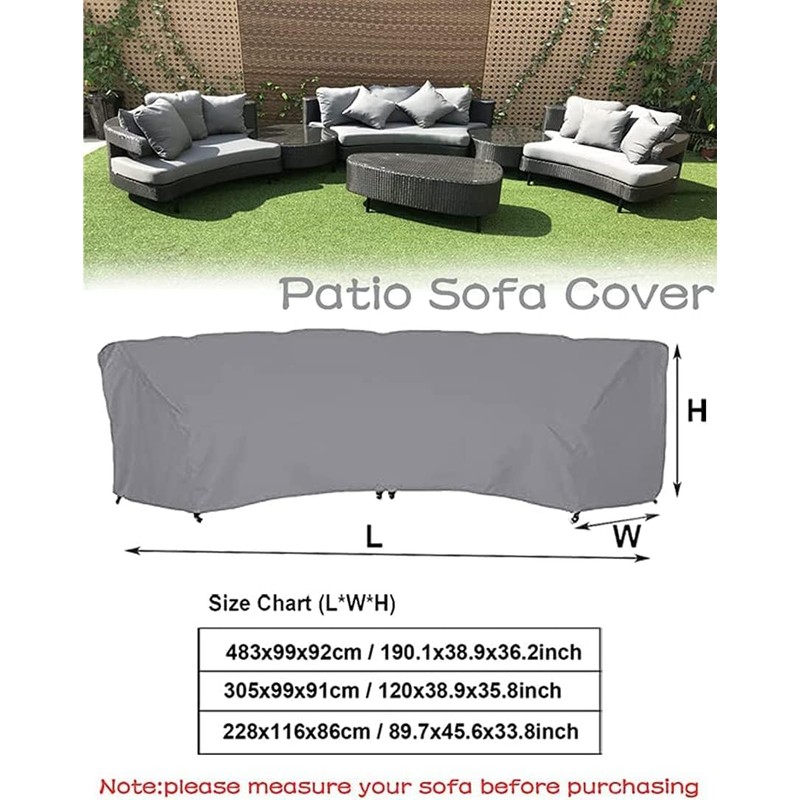 UCARE Curved Sofa Cover Outdoor Couch Sectional Protector Waterproof Half