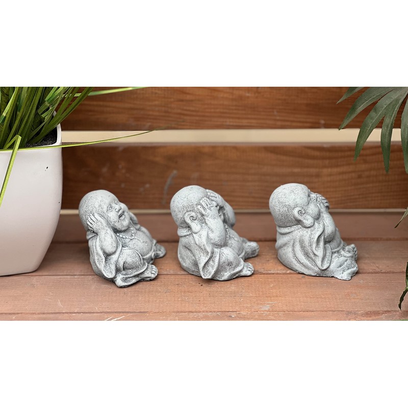 stoneandstyle Stone Figurine Set of 3 Buddha Hear Nothing See