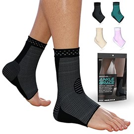 Modvel Ankle Brace for Women & Men - 1 Pair of Ankle Support Sleeve & Ankle Wrap - Compression Ankle Brace for Sprained Ankle, Achilles Tendonitis, Plantar Fasciitis, & Injured Foot