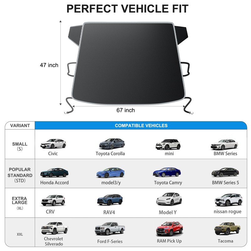 DooGooCoo [Upgraded 7-Layer Car Windshield Snow Cover, [Efficient Winter Protection]