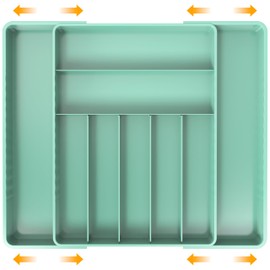 Simple Houseware Expandable Kitchen Drawer Flatware Organizer, Turquoise