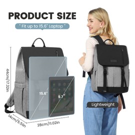 LOVEVOOK Backpack Women's Men's 15.6-17.3 Inch Laptop Backpack Waterproof School Bag School Backpack Teenager Girls Boys Backpack Women Daypacks for University Travel Work, grey black, Casual