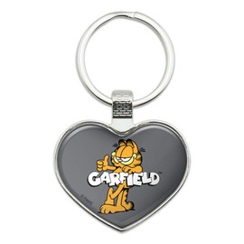Garfield with Logo Keychain Heart Love Metal Key Chain Ring