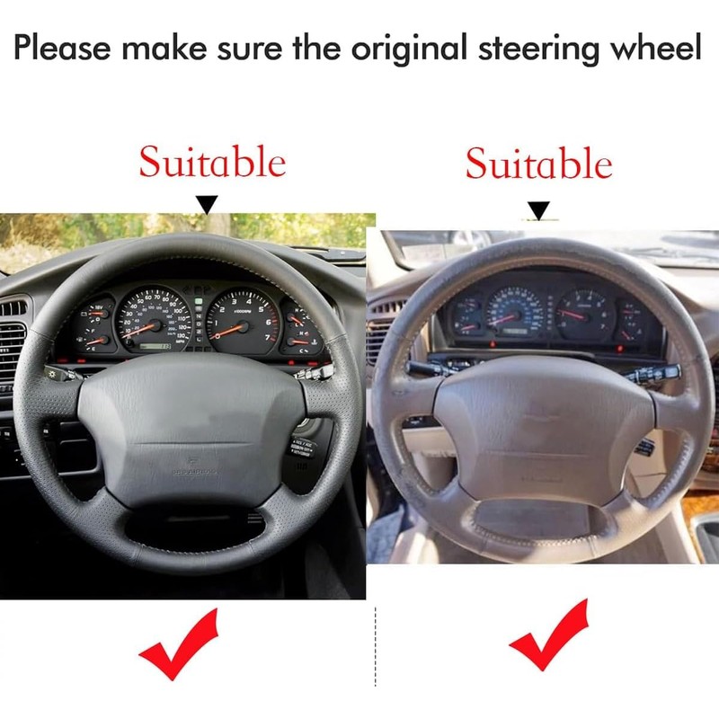 Loncky Custom Genuine Leather Steering Wheel Cover for Land Cruiser