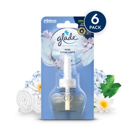 Glade Plug in Air Freshener Refill, Electric Scented Oil Room Air Freshener, Clean Linen, 6 Refills (6 x 20ml), Packaging May Vary