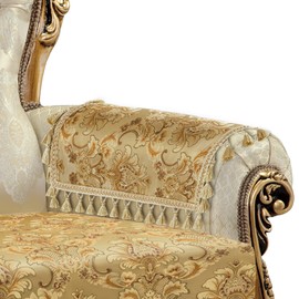 Loom and Mill Luxury Sofa Armrest Covers Set of 2, Thick Jacquard Nonslip Couch Arm Cover Furniture Protector with Lace Edge and Handmade Tassels for Chair Couch Sofa (Yellow, 20x24 inch)