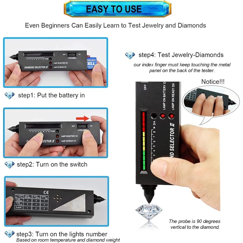 Diamond Tester Pen,High Accuracy Jewelry Diamond Tester+200g/0.01g Mini Jewelry Scale+60X