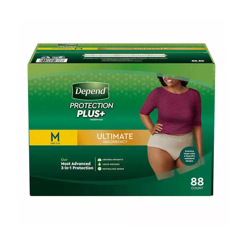 Depend Protection Plus Ultimate Underwear for Women Medium 88 Count