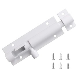 Door Lock Bolts Security Slide Latch Lock Barrel Bolt Strong Stainless Steel Matte for Bathroom, Bedroom, Gates, Shed, Garden - Door Latch Slide Bolts Lock with Screws(1pcs,White)