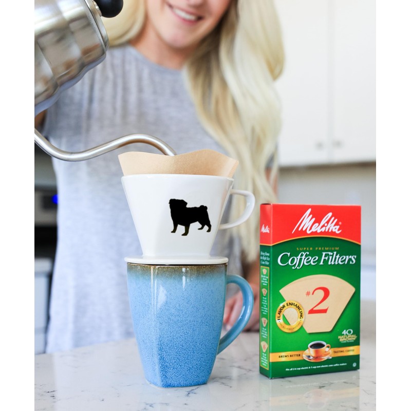 Simply Charmed Pug Coffee Pour Over Single Cup Ceramic Brewer