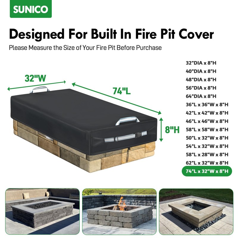 Rectangular Built In Stone Fire Pit Cover For In Ground