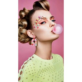 BSJELL Heart Earrings Love XOXO Heart Message Printed Lucite Arch Dangle Earrings Galentines Valentines Day Gifts for Her Women