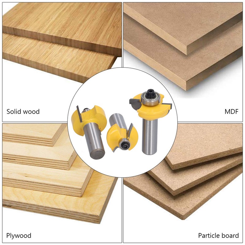 3Pcs Shaker Door Router Bit Set Premium Blade Durable Rustproof