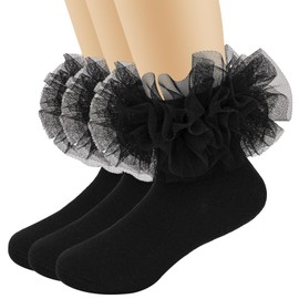 QHANSHIEE Grils Ruffle Socks Toddler Double Frilly Fluffy Princess Dress Cotton Sock Tutu Socks for Girls/Baby/Toddler
