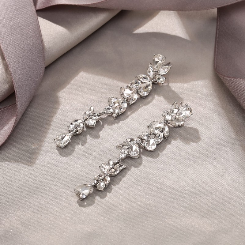 EVER FAITH Arete largos de Cristalde Novia de Boda, Moda