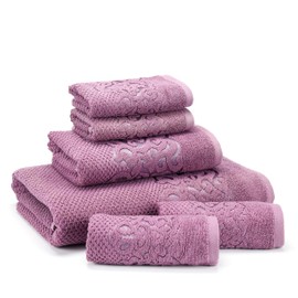 East'N Blue Galata Bath Towels Set 6-Piece Original Turkish Cotton Soft, Absorbent Towel for Bathroom and Kitchen 1 Bath Towels, 1 Hand Towels, 4 Washcloths 600 GSM (Damson)