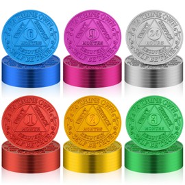 Siifert 36 Pcs Recovery AA Chips and Medallions Bulk Sobriety Chips AA Tokens Alcoholics Anonymous Medallion Aluminum Include 1 2 3 6 9 Month and 24 Hour Commemorative Lot Colored