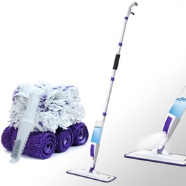 Hisucbetter Spray Mop Floor Cleaning System Kit Include 14oz Refillable Bottle, 3 Reusable Microfiber Pads&5 PowerMop Refills, Multi-Surface Moping for Hardwood, Vinyl, Laminate, Tile Cleaning.