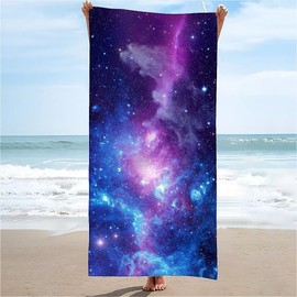 Amasnay Purple Galaxy Microfiber Beach Towel Sand Free Towels Thin Quick Dry Super Absorbent Oversized Large Lightweight Towels for Travel Sports Pool Swimming Bath Camping Yoga Women Girls Adults