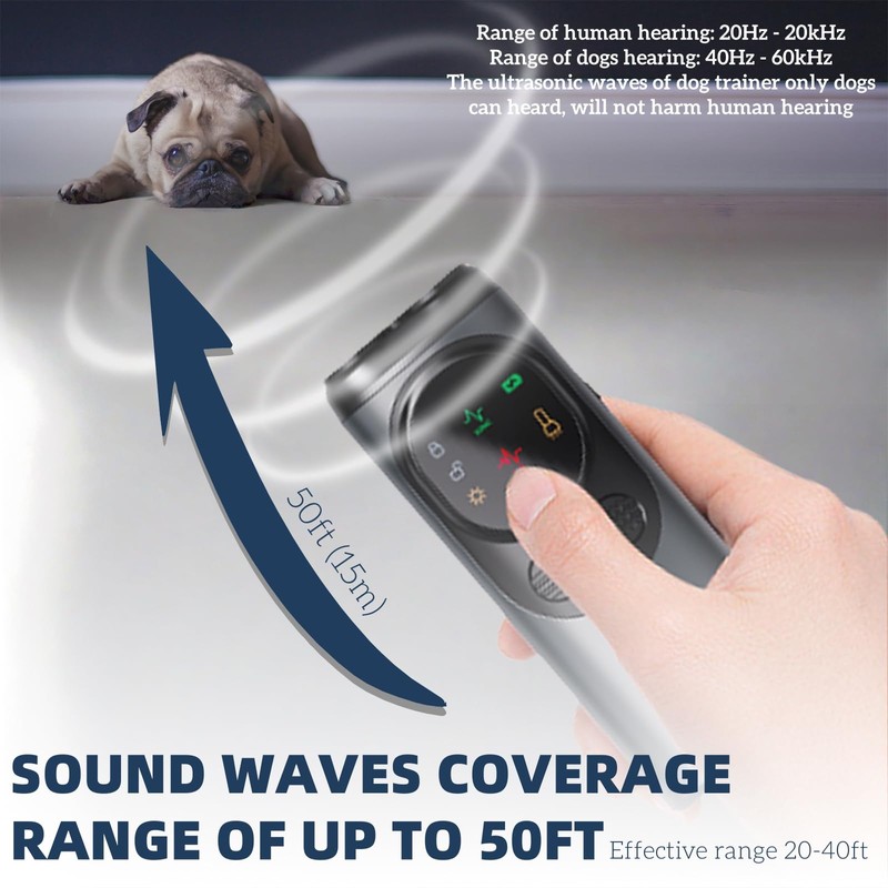 ZenQeek Ultrasonic Dog Bark Deterrent, Rechargeable Strong Bark Deterrent Device