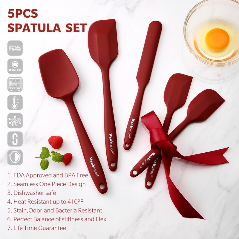 Wanbasion 5 Piece Premium Silicone Spatula Set Heat Resistant, Kitchen
