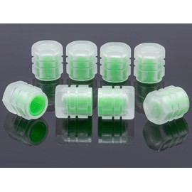 MEAJOO 8PCS Fluorescent Tire Valve Stem Caps, Luminous Car Tire Air Cap, Corrosion Resistant Leak-Proof Wheel Valve Cover, Universal for Cars, Trucks, Bikes, Motorcycles, Bicycles(Green)