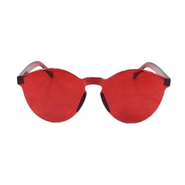 Women's Candy Colored Round Rimless Sunglasses (Red)