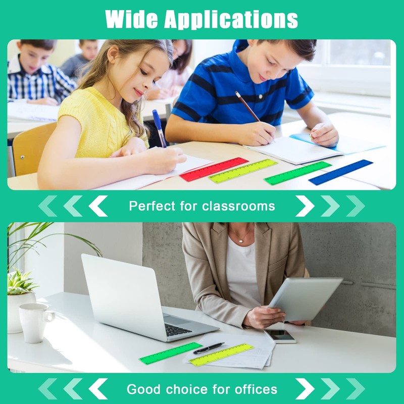 15cm Ruler Pack, Windspeed 20Pcs Colorful Rulers Straight Rulers with