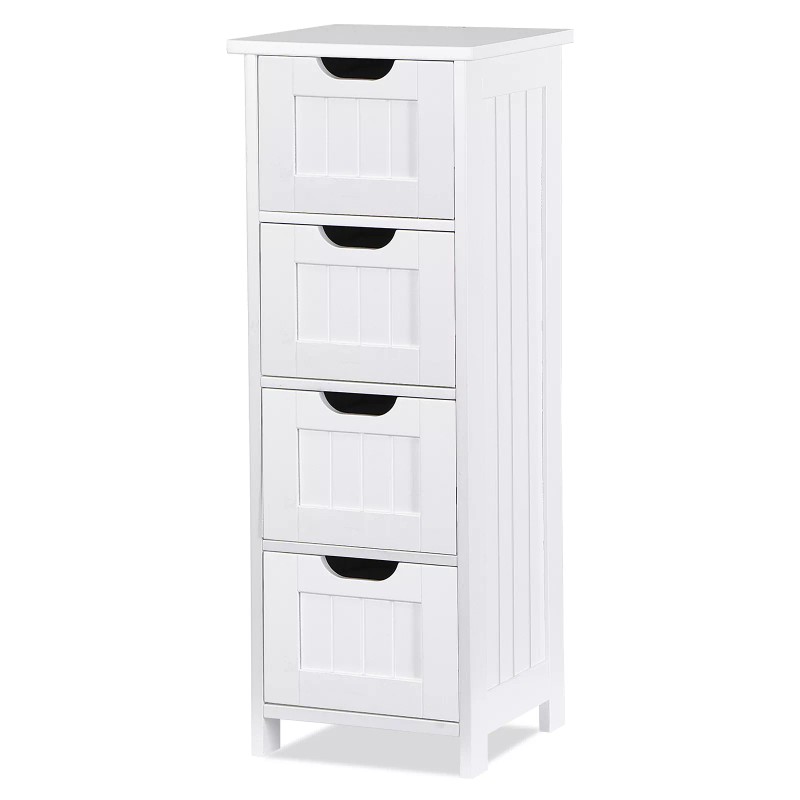 SEGAWE Bathroom Floor Storage Cabinet Freestanding Wooden Side Organizer with