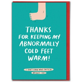 Brainbox Candy - Funny Valentines Cards - 'Thanks For Keeping My Feet Warm' - Witty Valentines Day Cards For Him Her Boy Girlfriend Husband Wife Partner