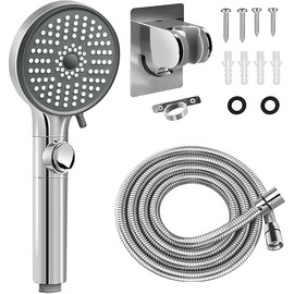 RV Shower Head with Hose, High Pressure 5 Mode Shower head Replacement, Shower Head for RV/Campers, Travel Trailer, Motorhome for Water Saving, Handheld Shower Head Holder and Hose, On Off Switch