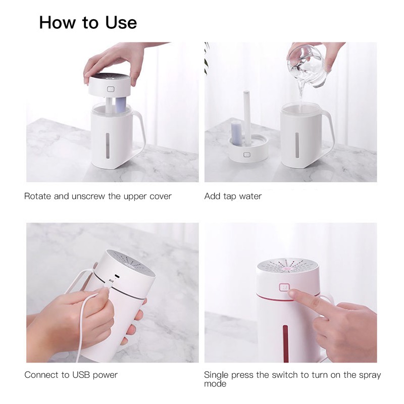 Night Light Humidifier Humidification Cup USB Rechargeable Household Car Water