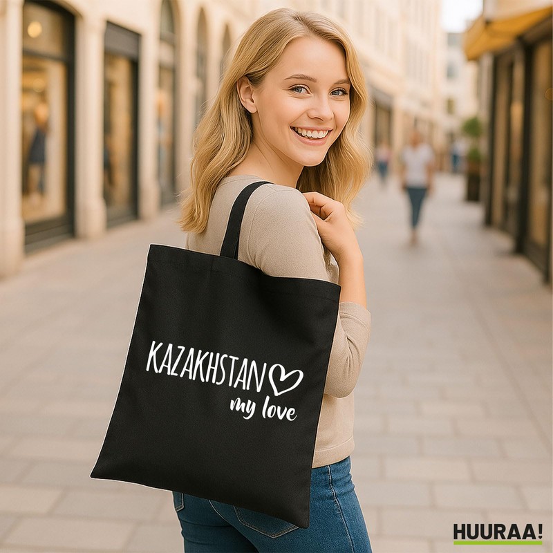 Huuraa Jute Bag Kazakhstan My Love Gift 10 Litres Cotton