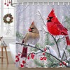 SLEEPBED Merry Christmas Shower Curtains for Bathroom, Waterproof Winter Robin