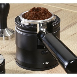 cilio Barista Tamper Station, Holder for 58 mm Portafilter, with Holder for 51/54 mm, Height Adjustable, Alloy Aluminium, Anodised High-Quality Plastic, Diameter 9.3 cm, Height 9.3 cm