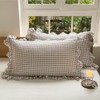 NSNLGSGC Tan Ruffled Plaid Gingham Queen Size Pillow Shams 20"x30",