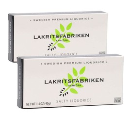 Lakritsfabriken Swedish Premium Liquorice - Soft Salty Black Licorice Candy - Vegan Candy, Gluten-Free, Dairy-Free, Nut-Free Juicy Candy - Gourmet Candies & Swedish Pastilles - 1.4 oz (2 Pack)
