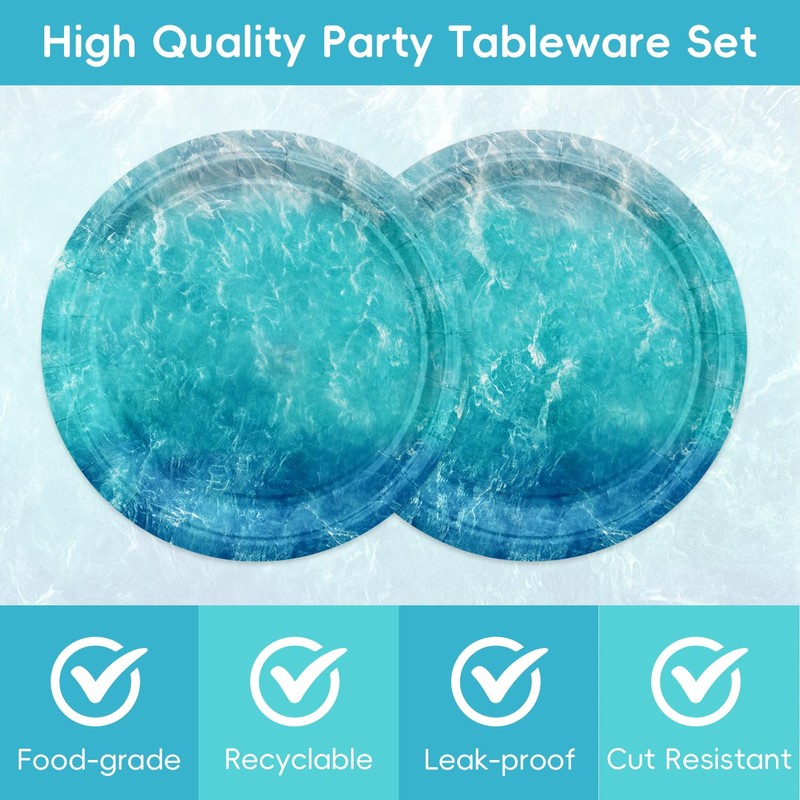 40Pcs Under The Sea Party Decorations Summer Beach Birthday Paper